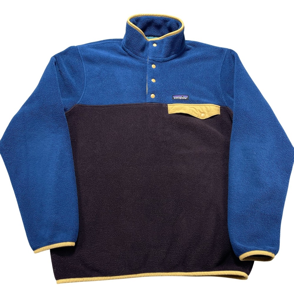 Patagonia Synchilla Jacket Mens Medium Blue Fleece Snap-T Pullover Colorblock